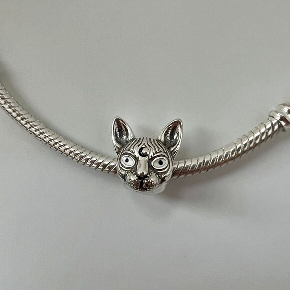 Sphynx Cat S925 Sterling Silver, Pandora Moments Compatible Charm - Picture 4 of 10